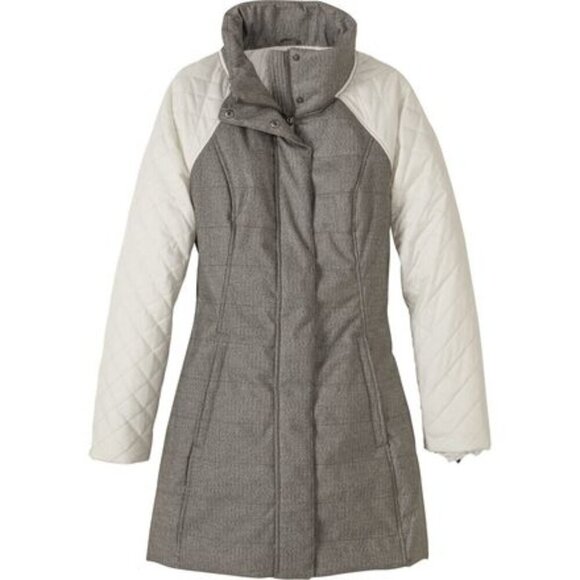 Prana Jackets & Blazers - Prana women's Mixer Parka coat small quilted cream grey full zip
